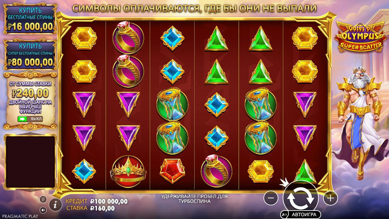 Игровое поле Gates of Olympus Super Scatter